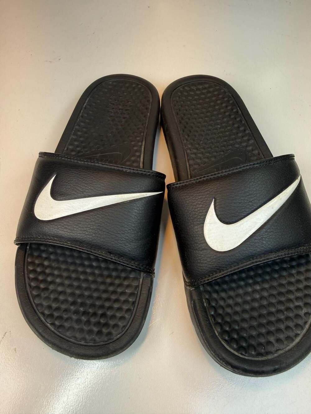 Nike Benassi Swoosh Slide Sandals Black White
